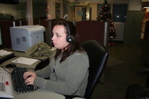 Christa Garrison at her work station on the 4th floor at Police Headquarters