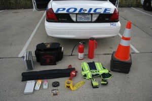 This is some of the inventory in a Corpus Christi Police Patrol Car