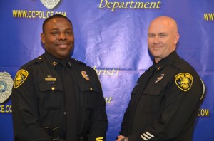 Anthony Sanders (left) was promoted to Captain and Rusty Jenkins was promoted to Lieutenant