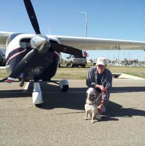 Gucci and her rescue pilot, Wade Roberts of Pearland, Tx.