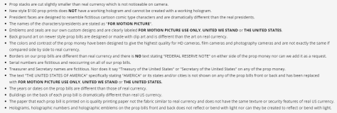 prop money disclaimer