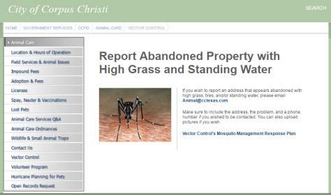 report areas of standing water