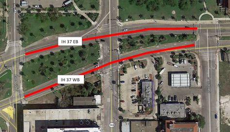 IH 37 Closure Buc Day Parade